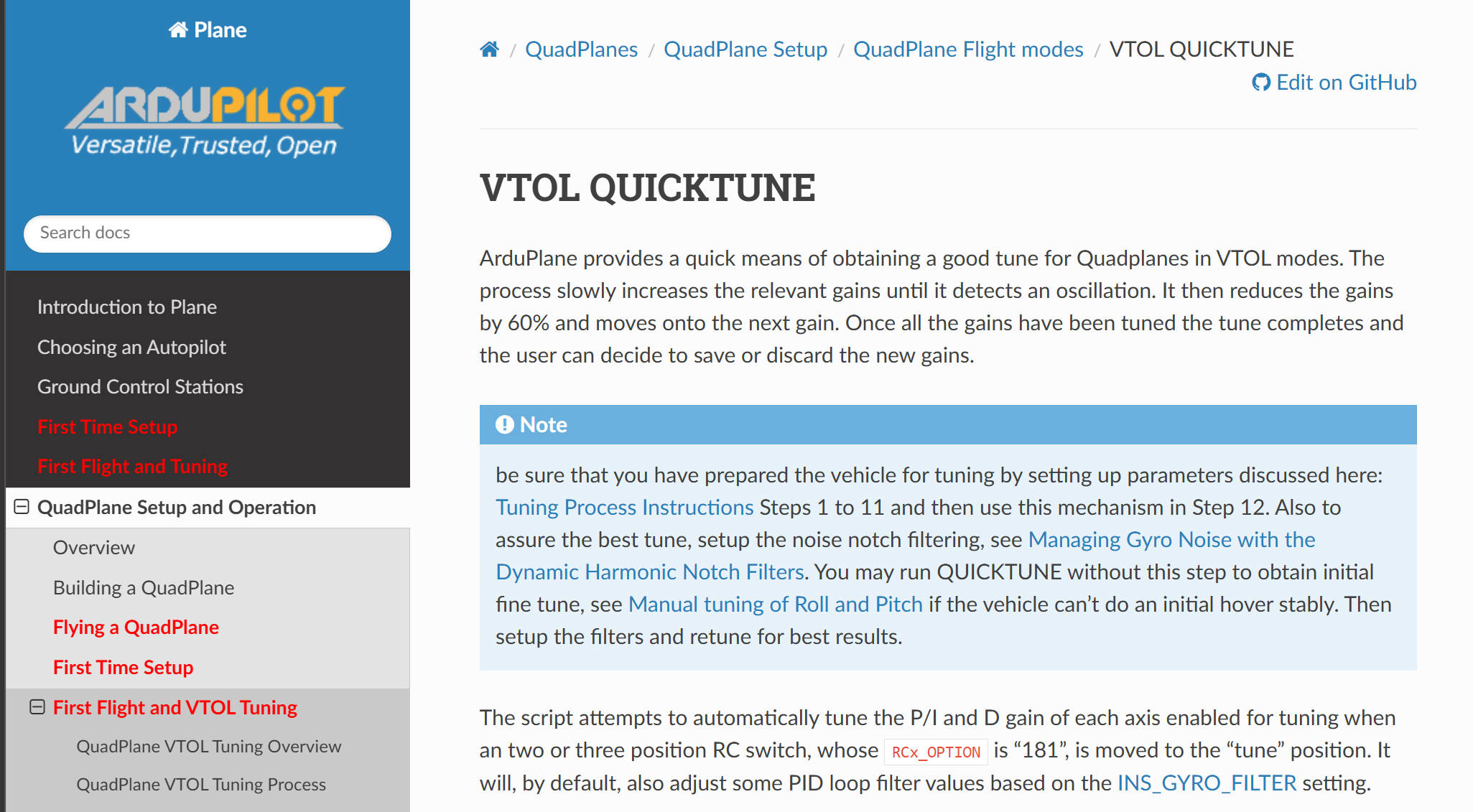 ArduPilot VTOL QuickTune 快速自动调参记录